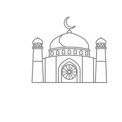 Obraz premium Mosque building line art with dome and minarets