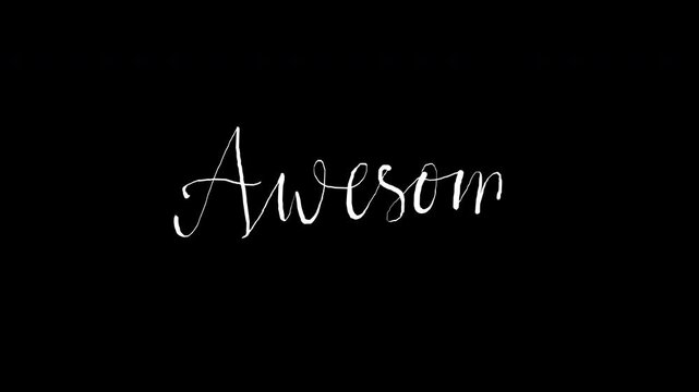  Awesome text lettering animation , with hand drawn ,calligraphy monoline vintage on black background, Alpha channel only 4k.

