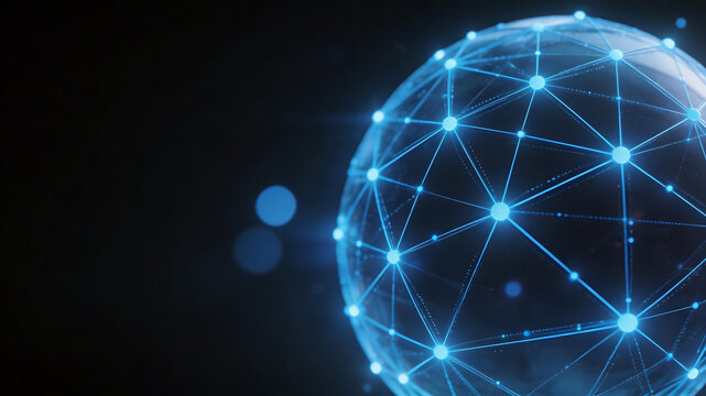 Blue digital globe with network connections