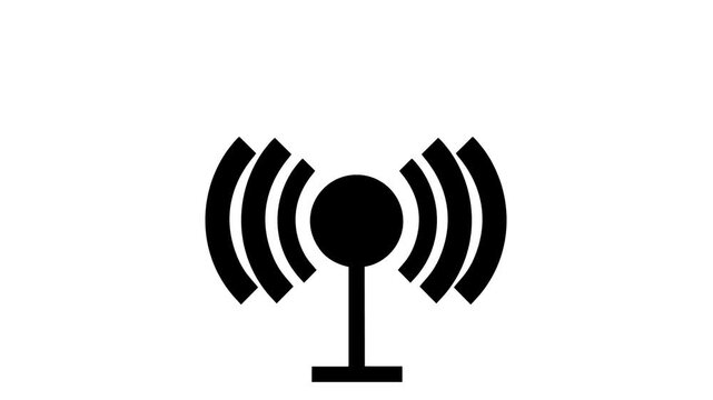 High-quality wireless signal tower and Wi-Fi antenna icon animation.
