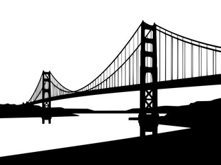 Fototapeta premium Golden Gate Bridge Silhouette Illustration in San Francisco