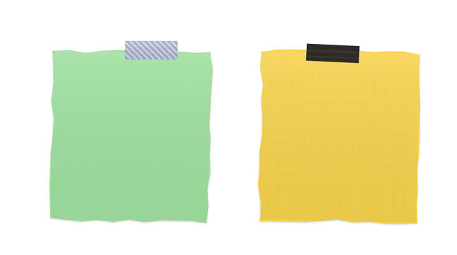 Two folded colorful paper with black tabs isolated on transparent background