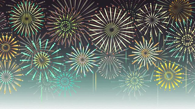 Vibrant Colorful Fireworks Display In Sky 4K