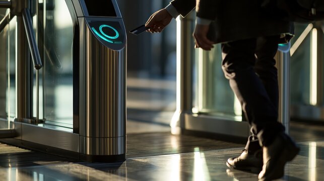 Access control reader lit at a building entrance