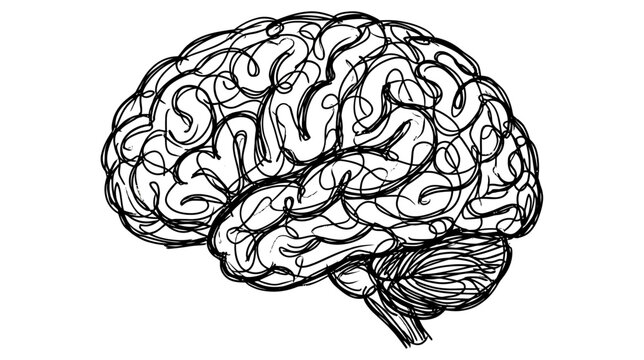 Hand-Drawn Brain Illustration Isolated on Transparent Background