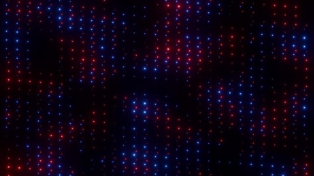 Red and blue dot matrix waves on black