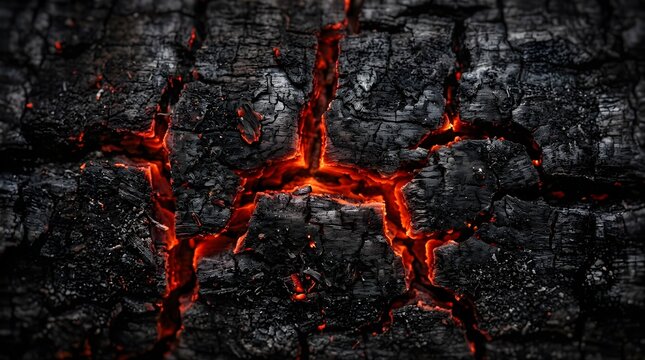 Glowing embers and burning wood texture for background design