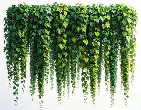 Lush green ivy cascades down a vertical surface, creating a natural curtain