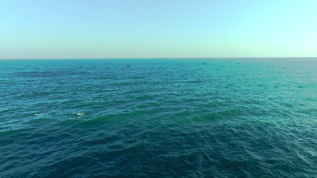 Calm turquoise ocean stretches toward a distant horizon beneath a clear tropical sky off Ngerenean.