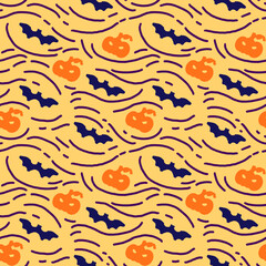 Fototapeta premium seamless pumpkin bat pattern
