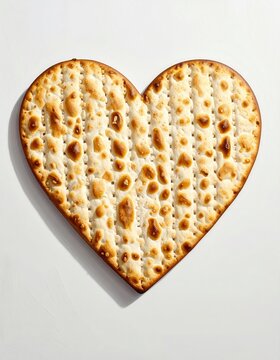 Crisp, golden heart-shaped flatbread with baked-in perforations and light shadow