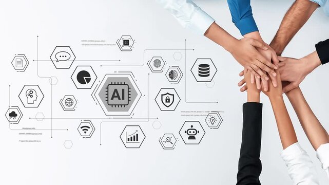 Collaborative Teamwork in Artificial Intelligence, Emphasizing Communication, Technology, and Innovation in a Modern Workspace Gluon.