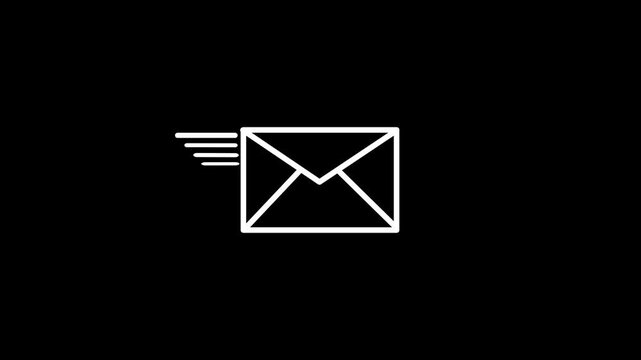 New email notification alert concept. digital envelope icon with a red alert symbol represents incoming email on a black background. 4k