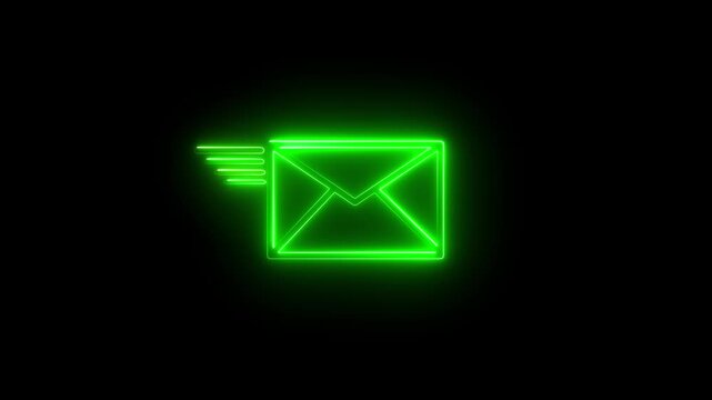 New email notification alert concept. A person receiving new message notification on digital envelope icon with a red alert symbol represents incoming email on a black background. 4k