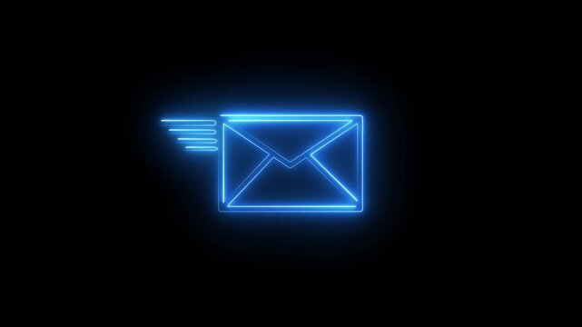 New email notification alert concept message notification on their smartphone. digital envelope icon with a red alert symbol represents incoming email on a black background. 4k