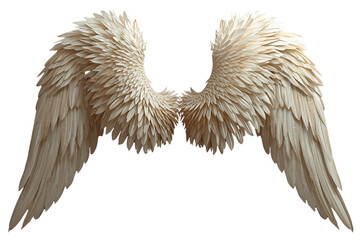 Obraz premium Large pair of open cream feathered angel wings