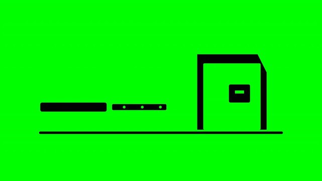 Warehouse conveyor sorter silhouette animation on green screen