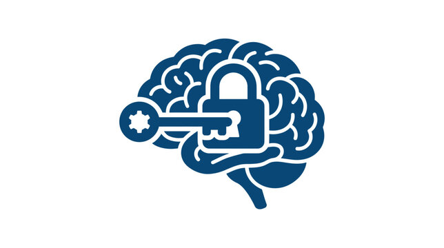 Brain with Lock and Key Icon