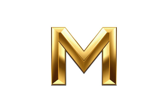 Beveled metallic golden capital letter M