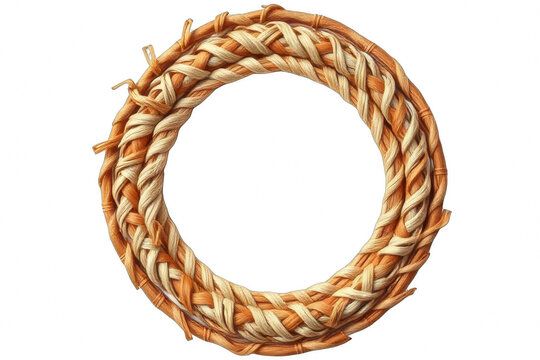 Woven Wreath Made of Natural Dried Grass and Twigs