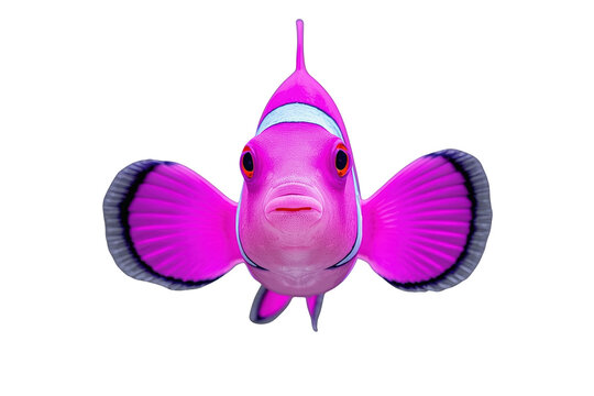 Bright purple tropical fish with broad fan shaped fins
