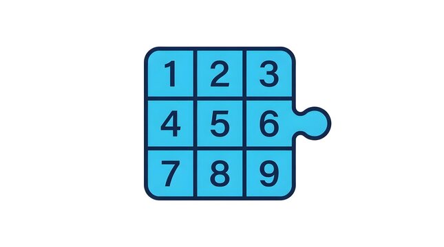 Blue puzzle piece showing numbers one through nine in grid