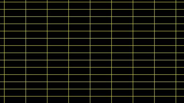 Virtual linear lines build a virtual architectural screen. Waving frame grid line animated. Futuristic perspective lines moving for tech interfaces. Geometric wavy grid of frame landscape.
