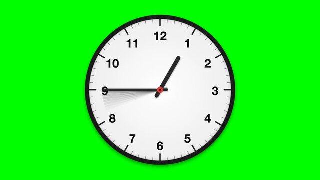 Animated analog clock on green background