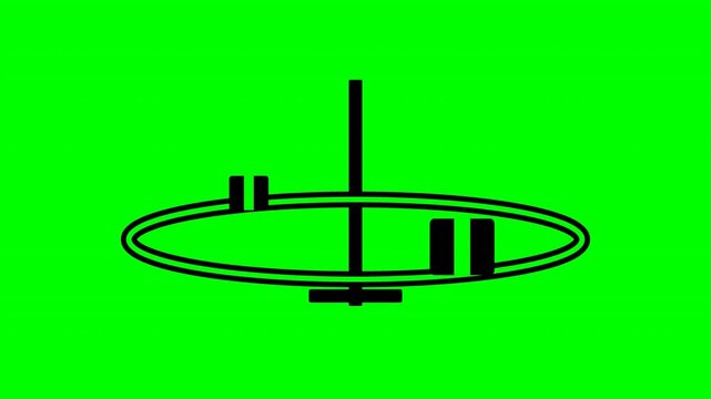 Warehouse sortation carousel black icon graphic on green screen