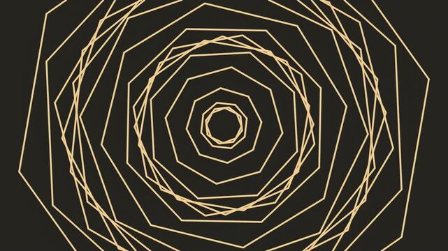 Geometric golden abstract background with a mesmerizing pattern of concentric octagons and hexagons
