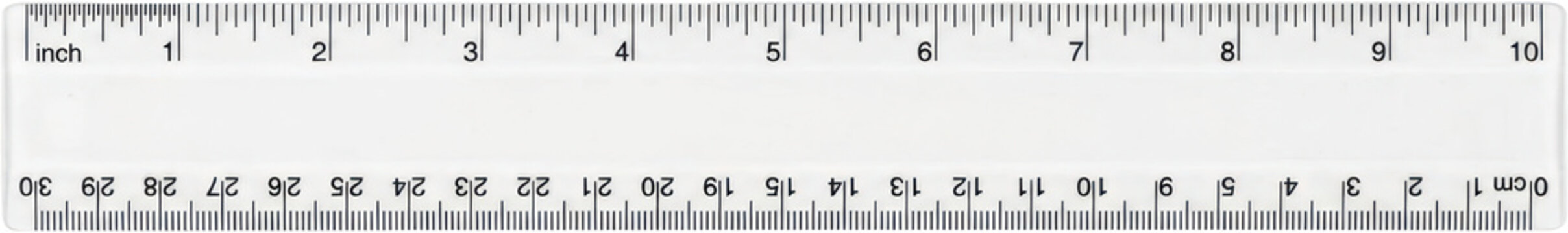 White plastic ruler measuring tool.