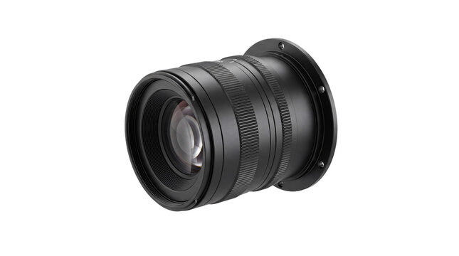 Black camera lens with aperture rings optical png isolated on transparent background