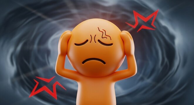 Whirlwind of Worry: A 3D mind in turmoil.