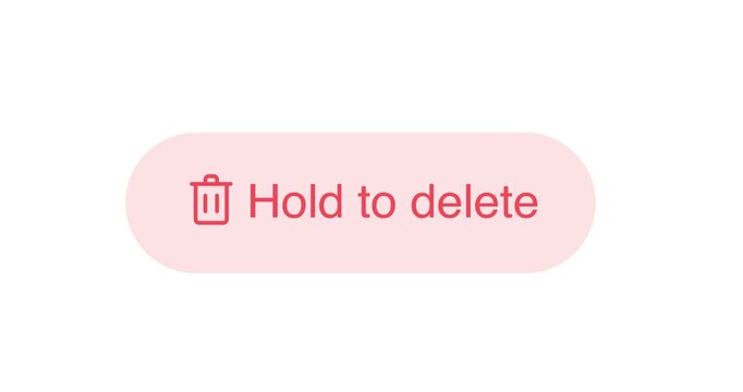 Animation,hold to delete button rounded on white background
