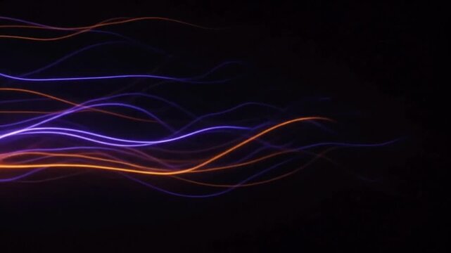 Animation fantasy glowing purple hummingbird with luminous wings on black background.