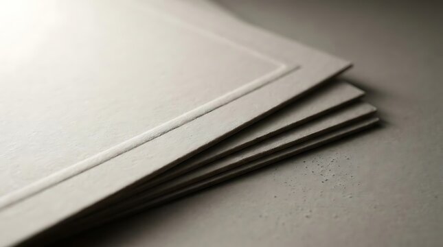 A stack of elegant white textured cardstock paper with embossed borders for stationery design showcasing the professional abcde branding aesthetic