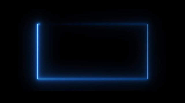 Animation of glowing neon rectangles abstract background. abstract glowing blue neon rectangle border frame. Blue and pink light moveing for overlay element. Motion graphics of neon rectangle