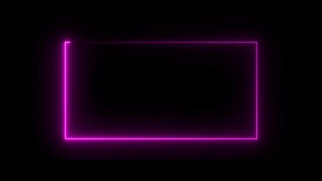 Animation of glowing neon rectangles abstract background. abstract glowing blue neon rectangle border frame. Blue and pink light moveing for overlay element. Motion graphics of neon rectangle