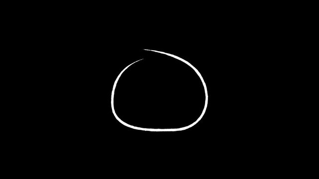 Animated hand-drawn red circle marker on black background, looping motion graphic of highlight oval stroke for emphasishand-drawn red circle marker stroke highlight for presentation,