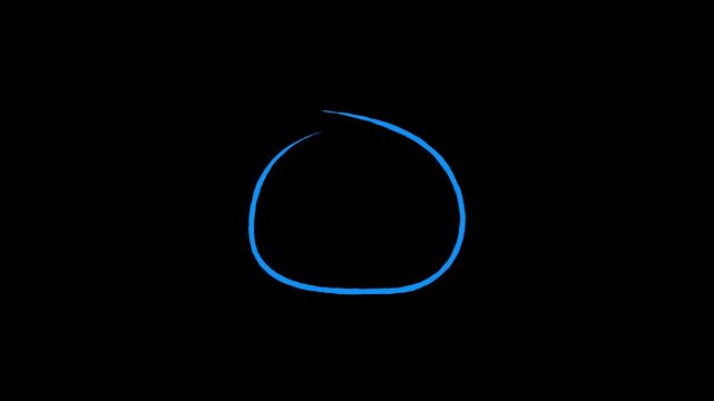 Animated hand-drawn red circle marker on black background, looping motion graphic of highlight oval stroke for emphasishand-drawn red circle marker stroke highlight for presentation,