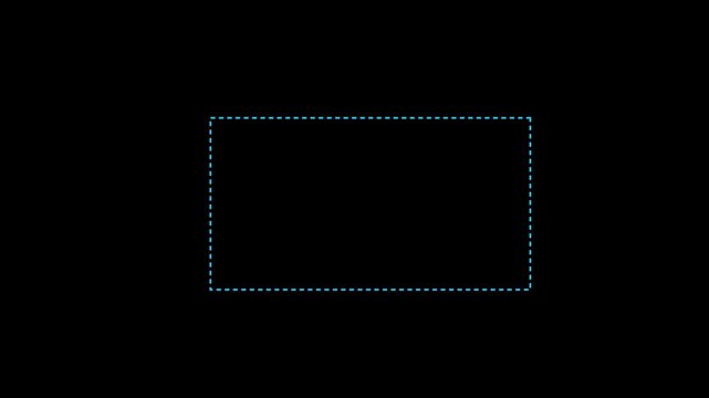 Dashed Rectangle Frame Border Animation, Placeholder Box, Selection Area, Crop Guide, Editable Bounding Box, Minimal UI Design Element on Black Background