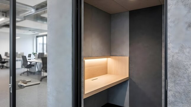 Empty office call booth soundproof interior design