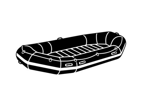 Inflatable Rubber Boat Raft Silhouette Illustration for Water Safety and Recreation