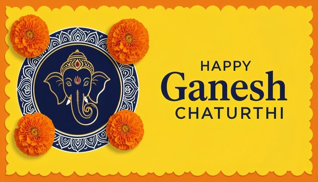 decorative hindu festival ganesh chaturthi traditional yellow banner