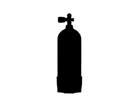 Scuba Diving Tank Silhouette Oxygen Cylinder Icon on White Background