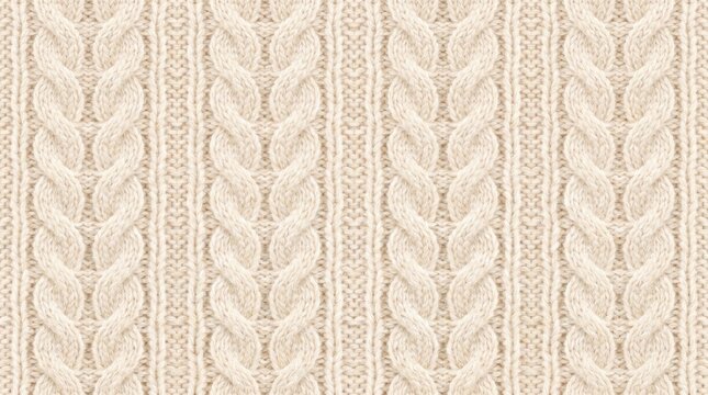 Cream Cable Knit Fabric with Vertical Braids in Soft Studio Lighting for Cozy Winter Apparel