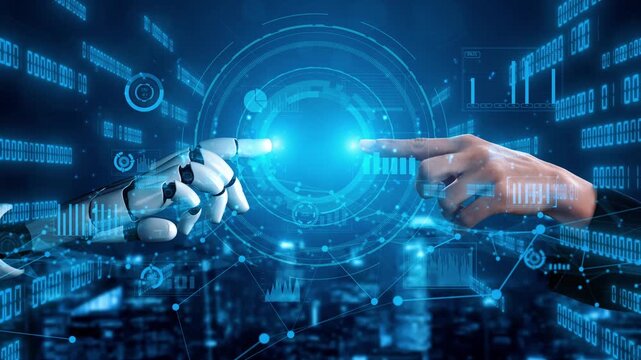 A captivating image depicting a human hand and a robotic hand reaching out, symbolizing the harmonious relationship between humanity and technology in an evolving landscape. Xenic