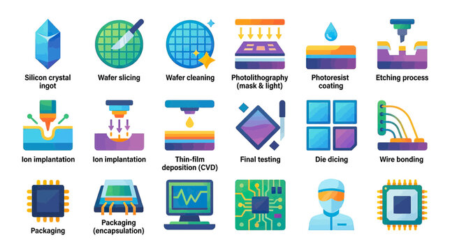 Semiconductor Manufacturing Process Icons