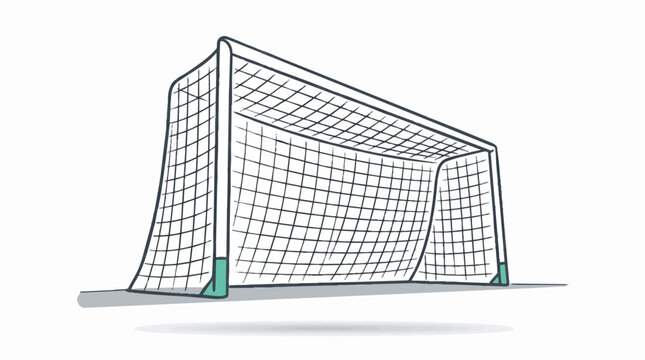 Empty soccer goal net on white background.