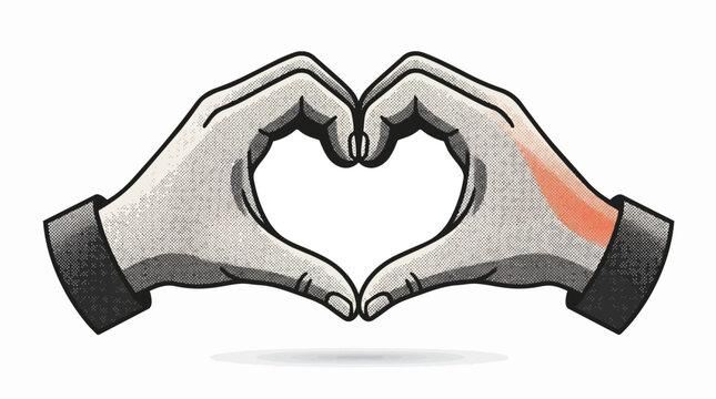 Hands forming a heart shape with love symbol 1.